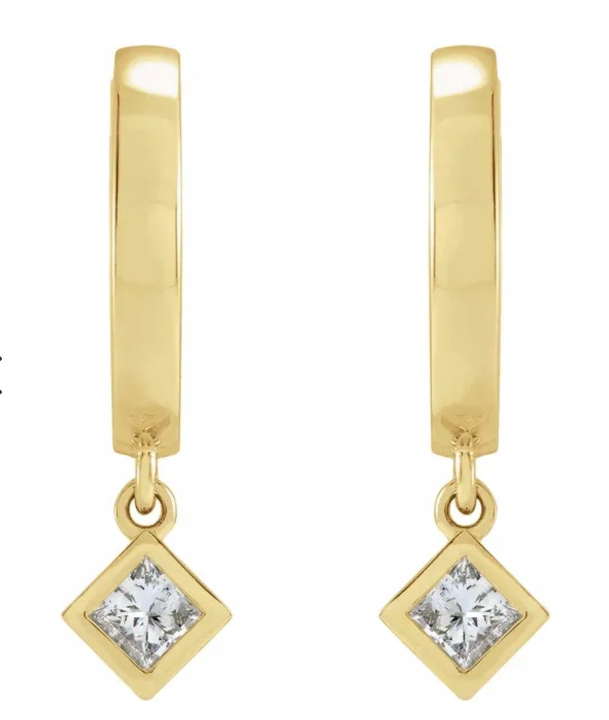 Diamond Motif Dangle Huggie