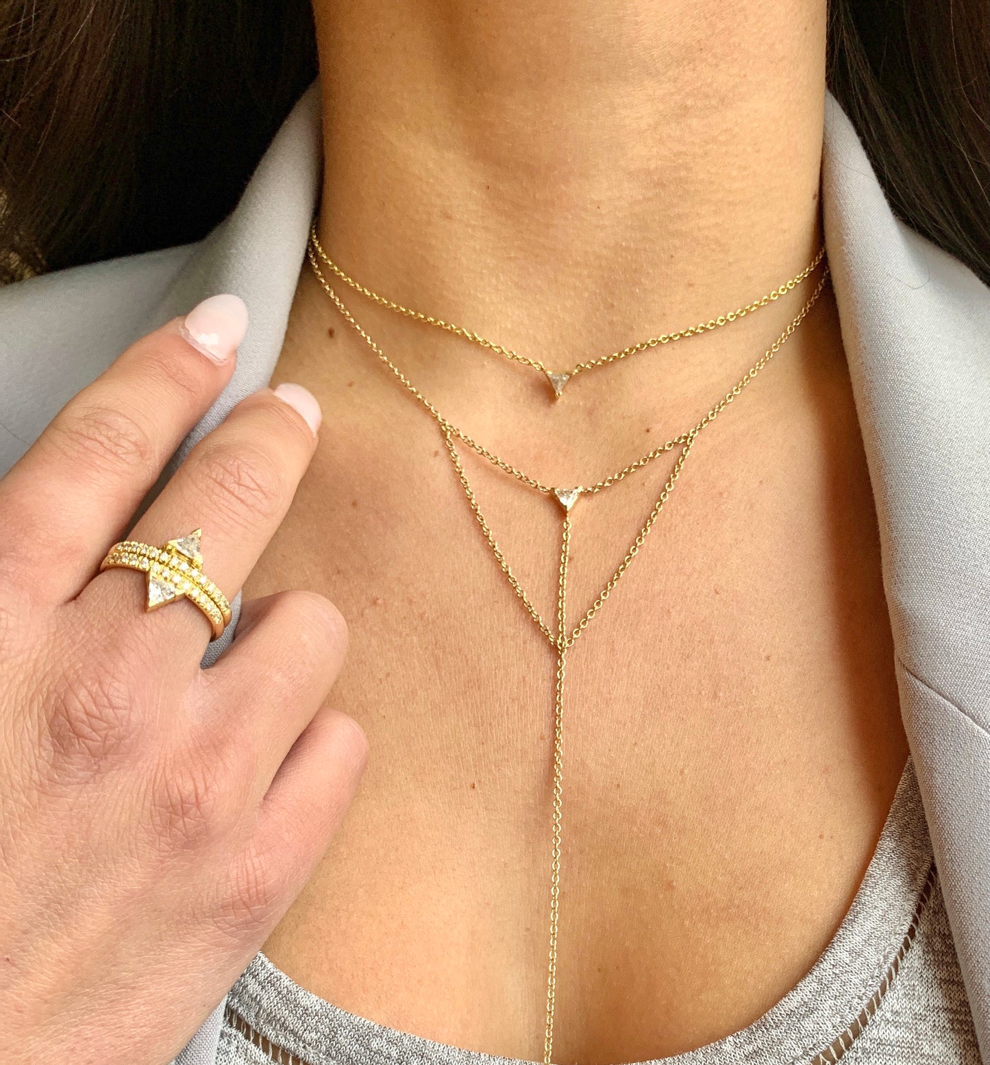 Triangle Single Diamond Necklace