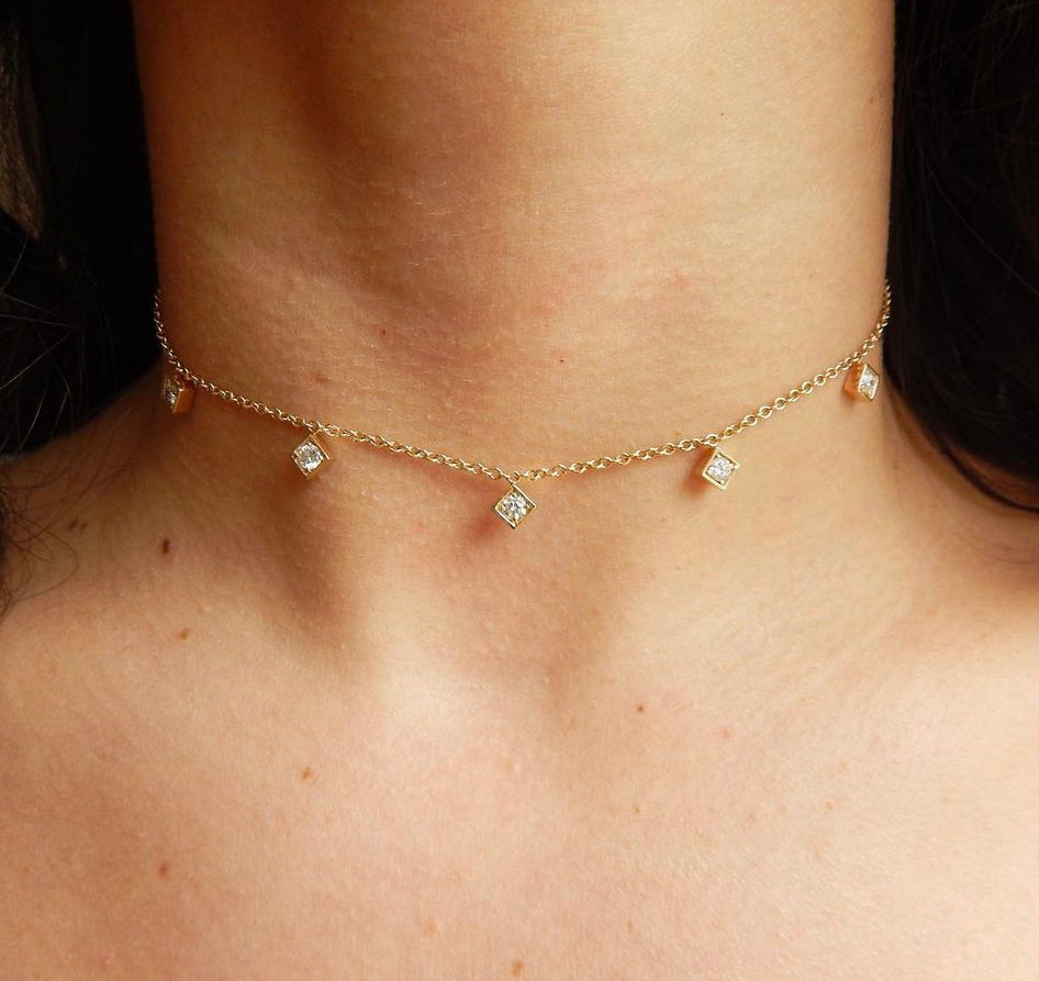 Lex Five Diamond Motif Necklace