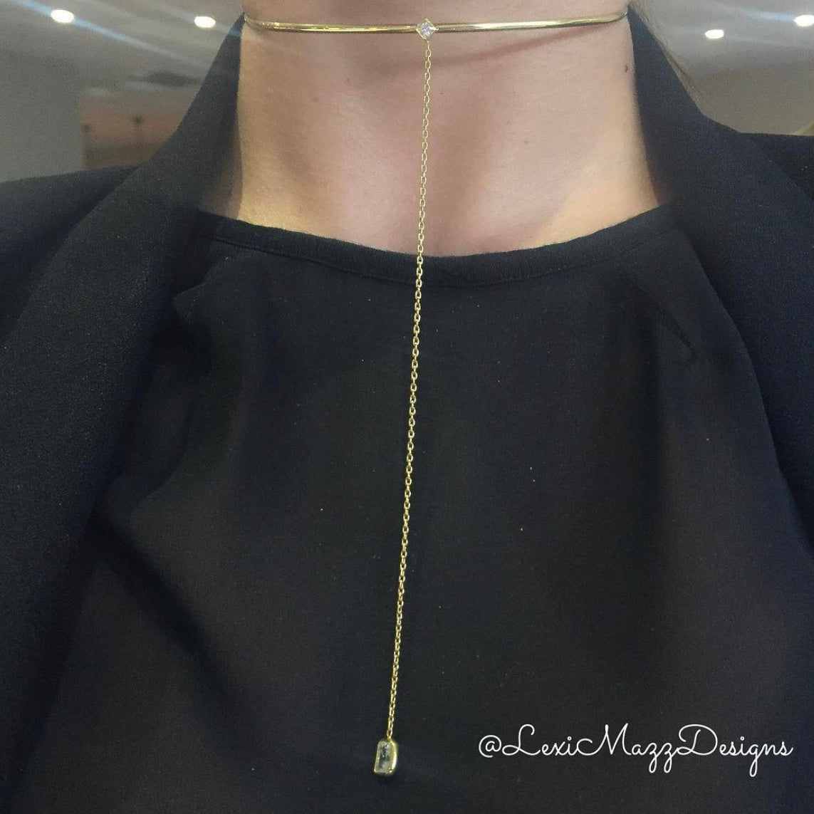 Lex Diamond Choker with White Topaz Drop