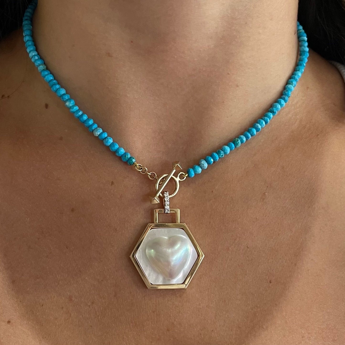 Turquoise Strand with Pyramid Toggle