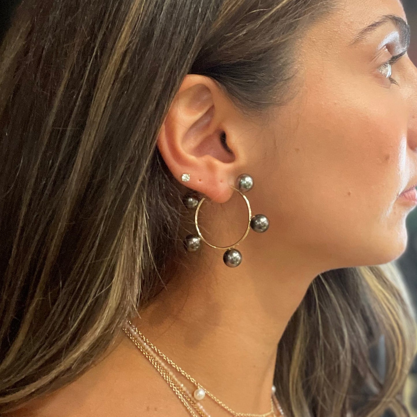 Diana Small Tahitian Pearl hoops