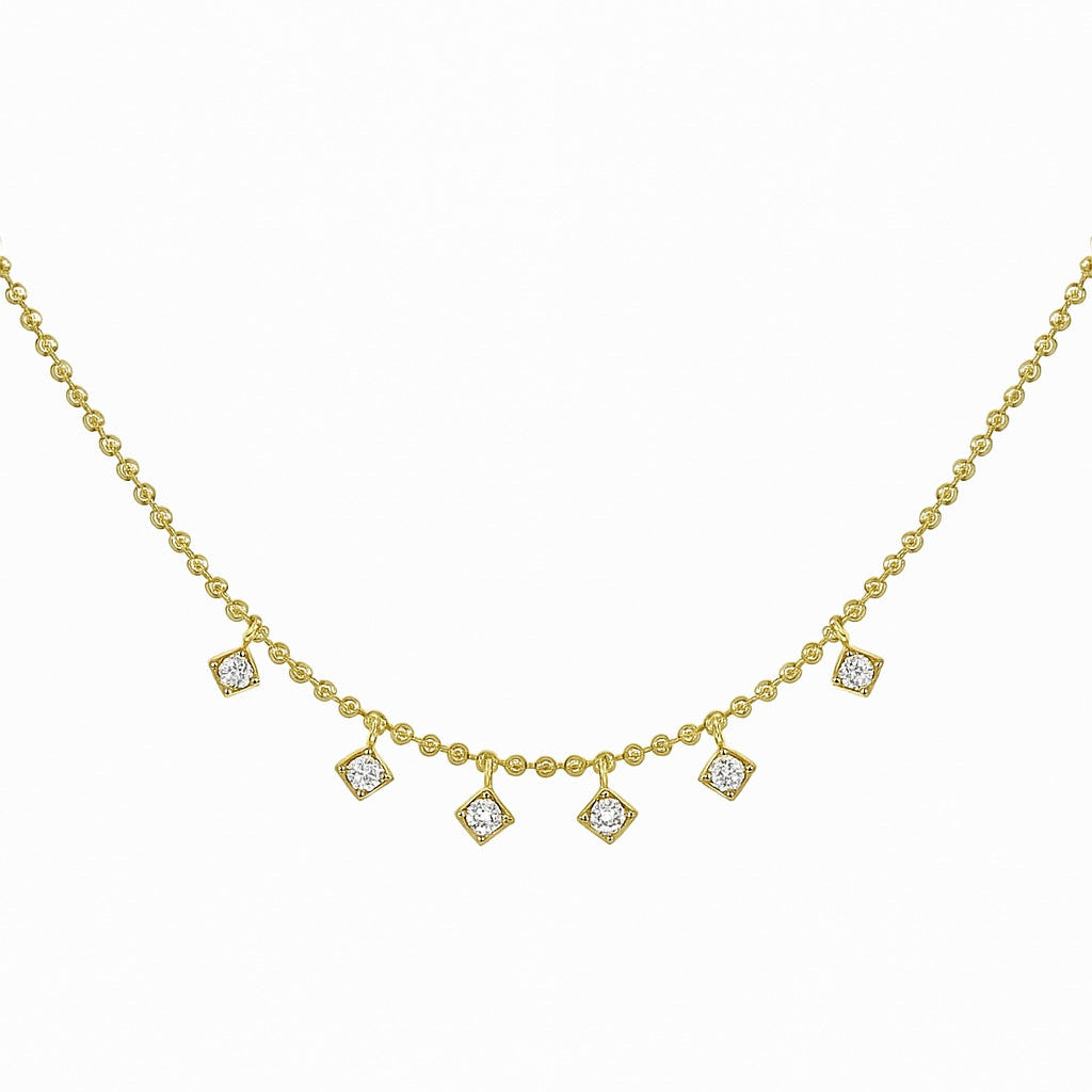 14K gold an diamond necklace on a ball chain adjustable
