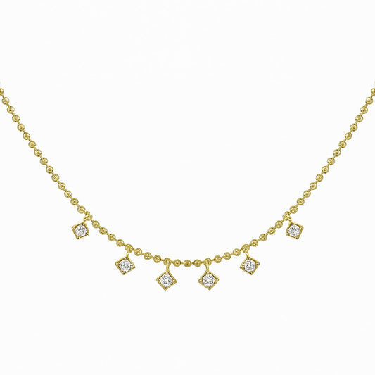 14K gold an diamond necklace on a ball chain adjustable
