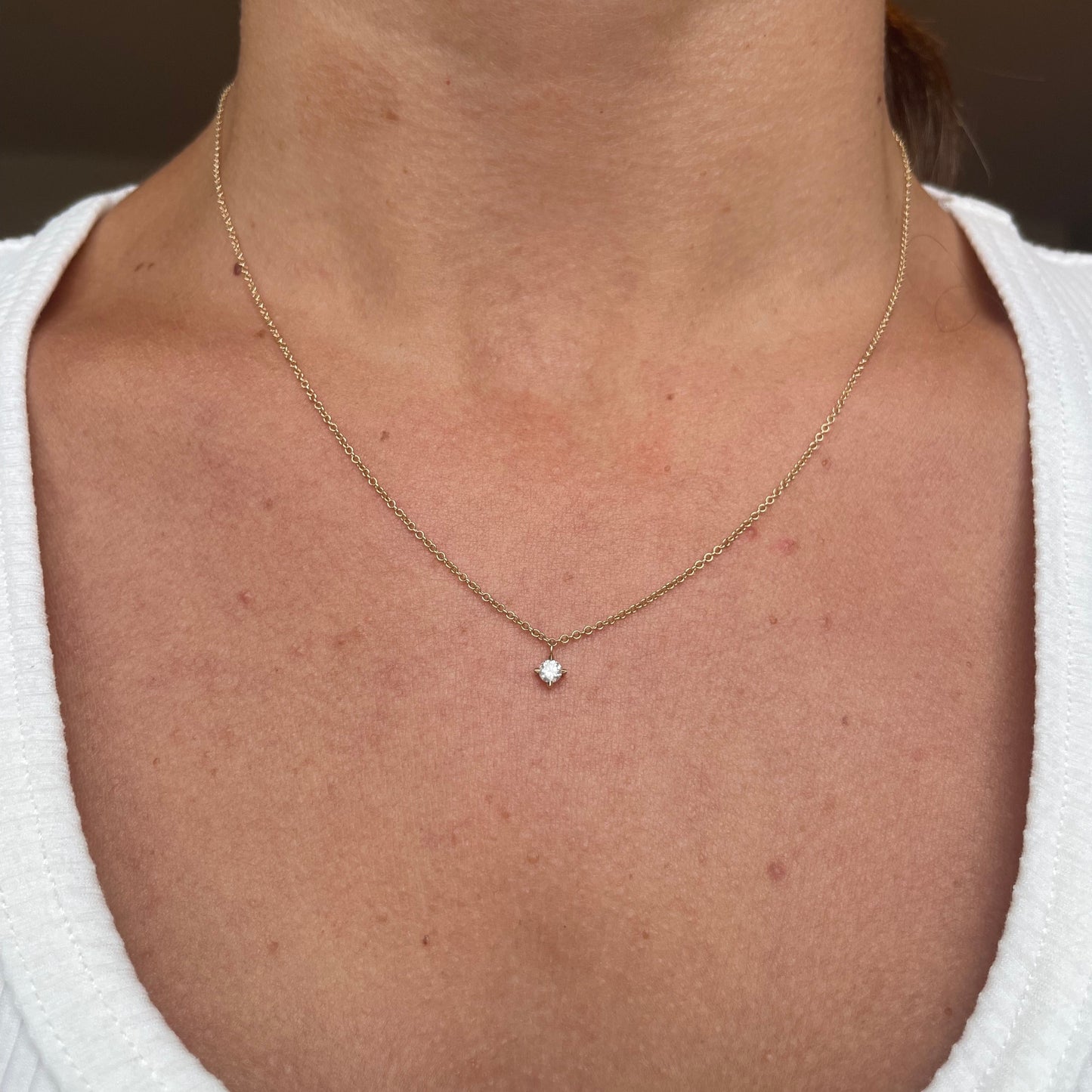 Single Diamond Prong Set Necklace