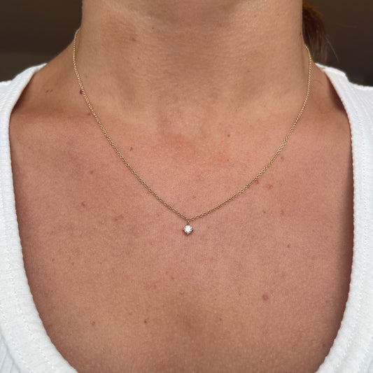 Single Diamond Prong Set Necklace