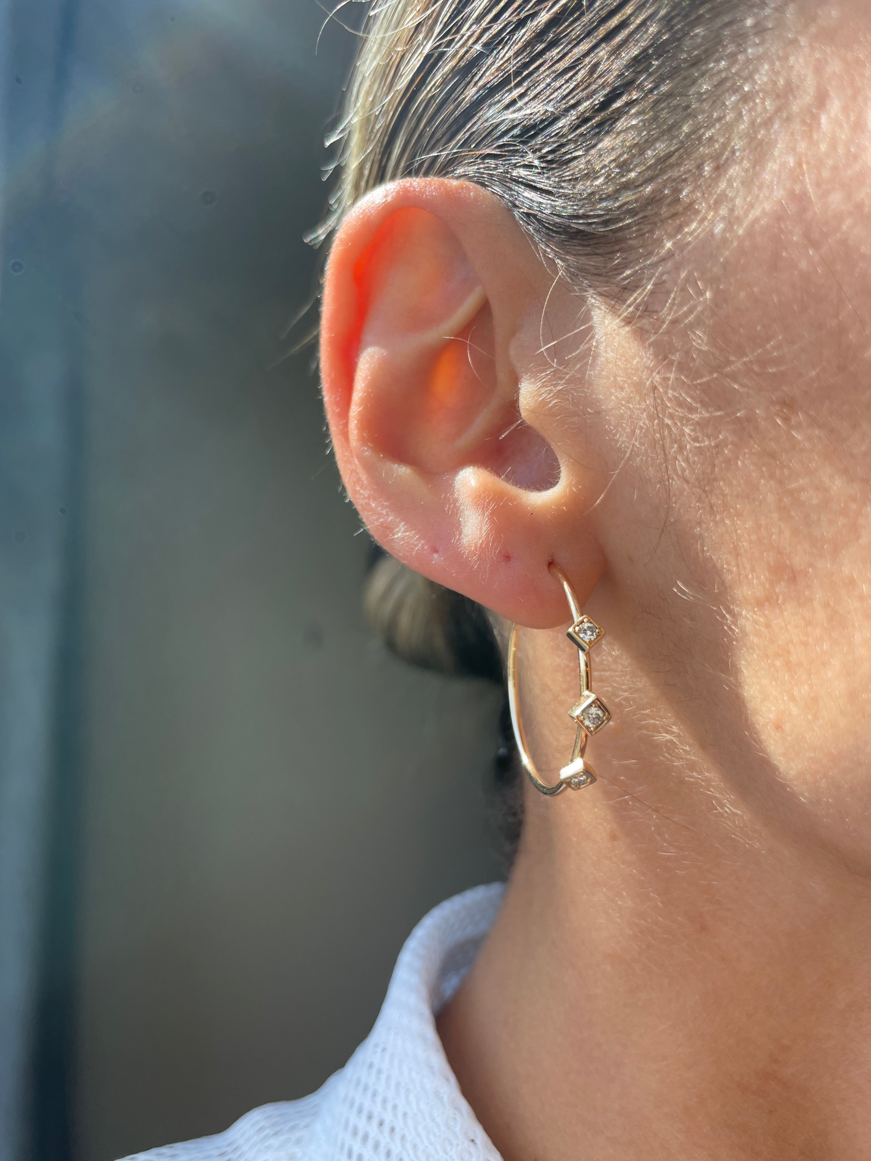 Lex Triple Diamond Hoops Small