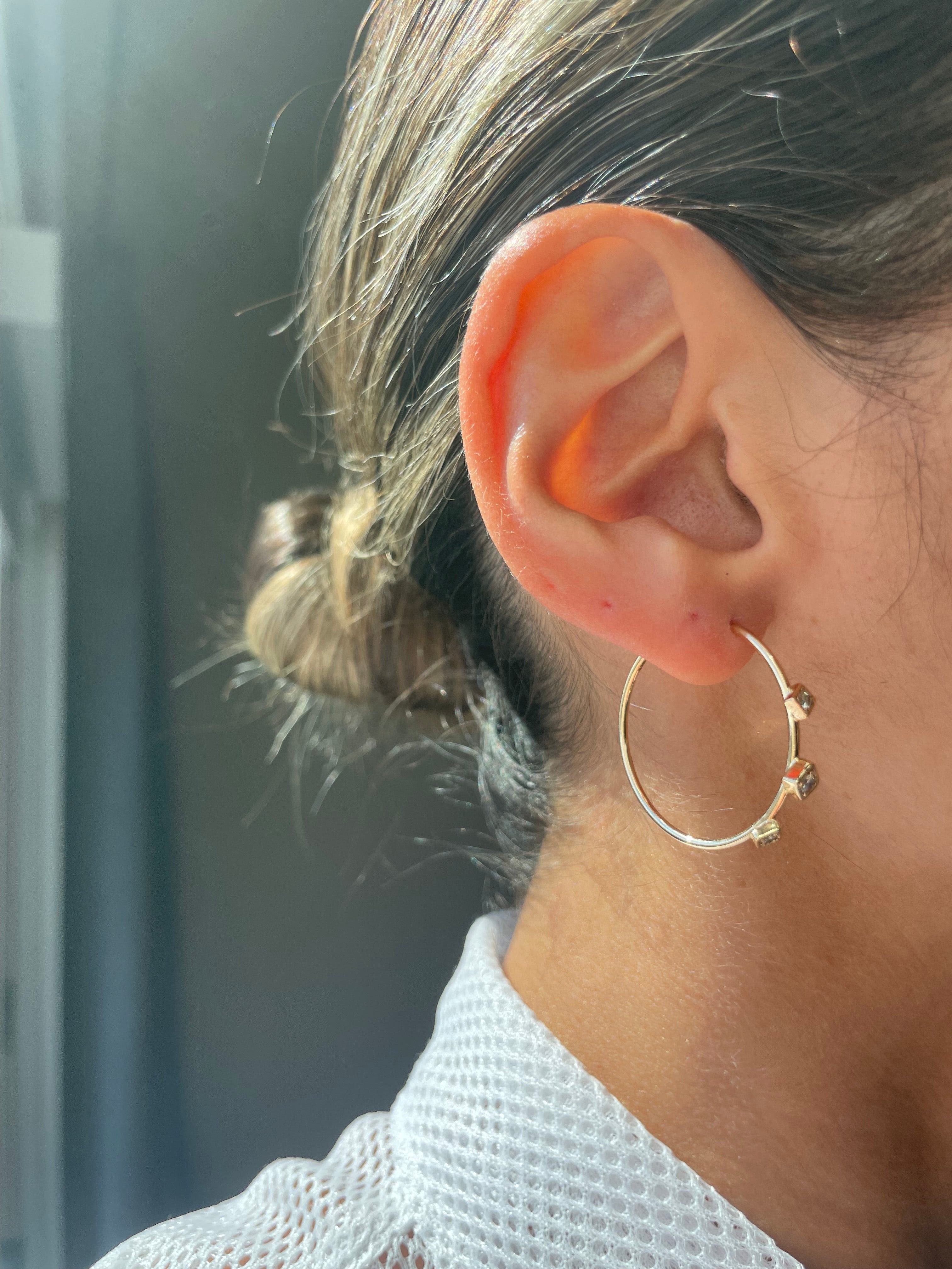 Lex Triple Diamond Hoops Small