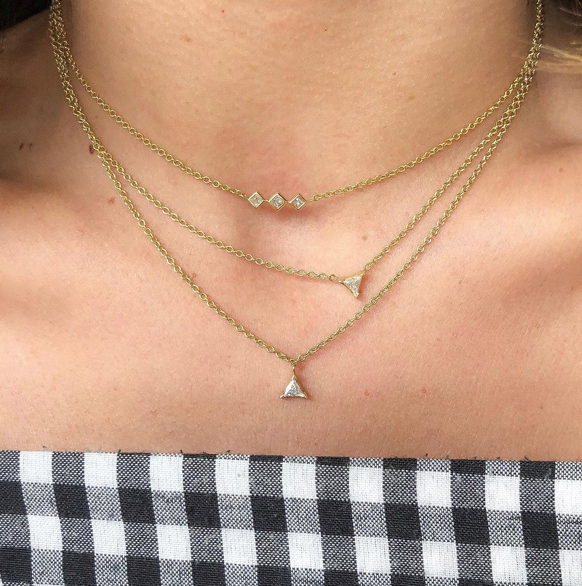 Triangle Diamond Pendant Necklace