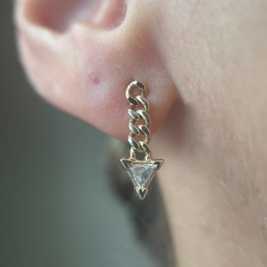 Triangle Diamond Curb Earrings