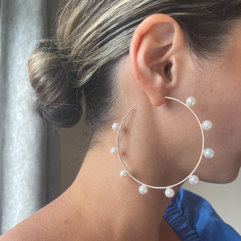 Diana Pearl Hoops Large