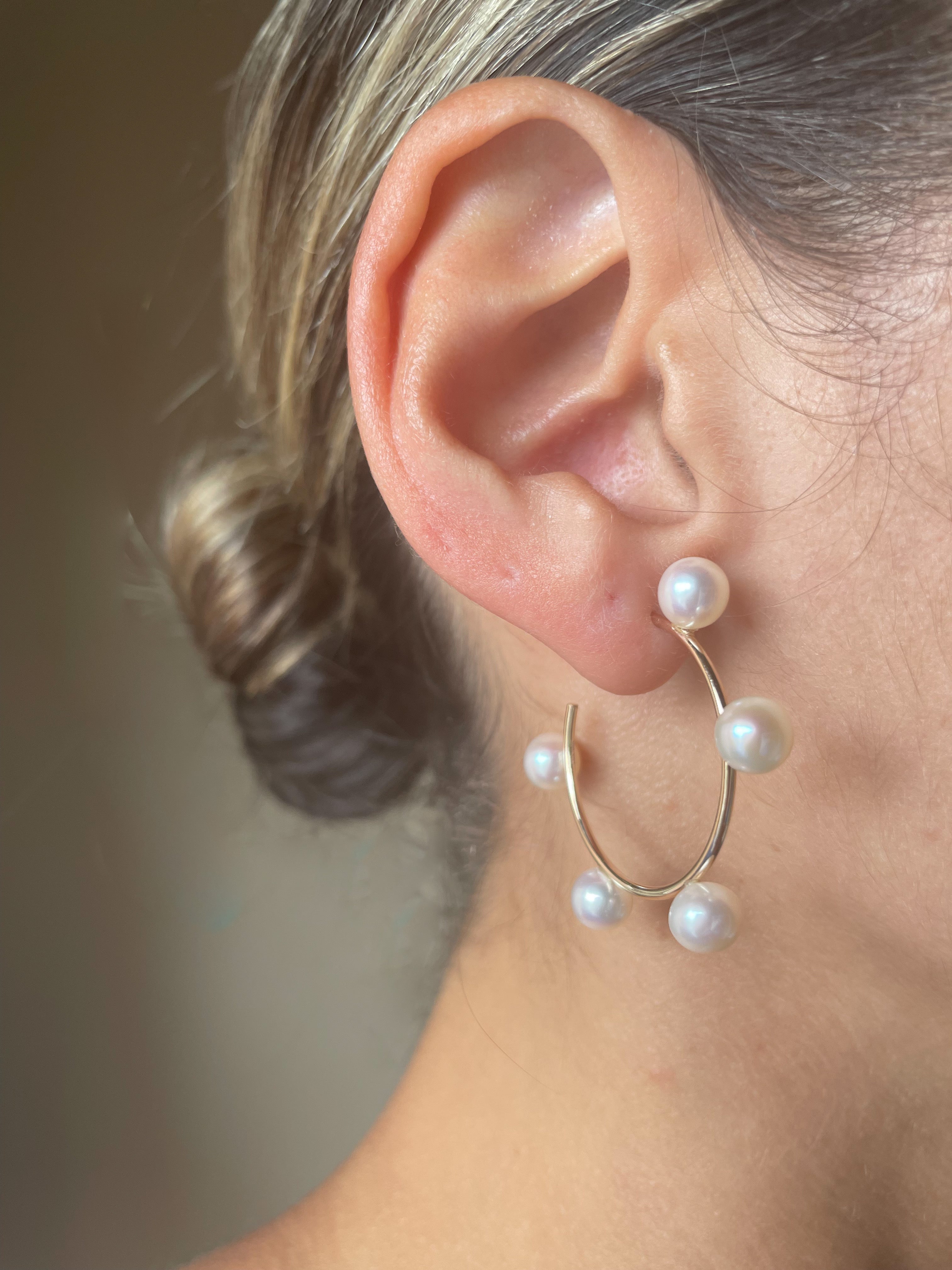 Small Diana Pearl Hoops with Post