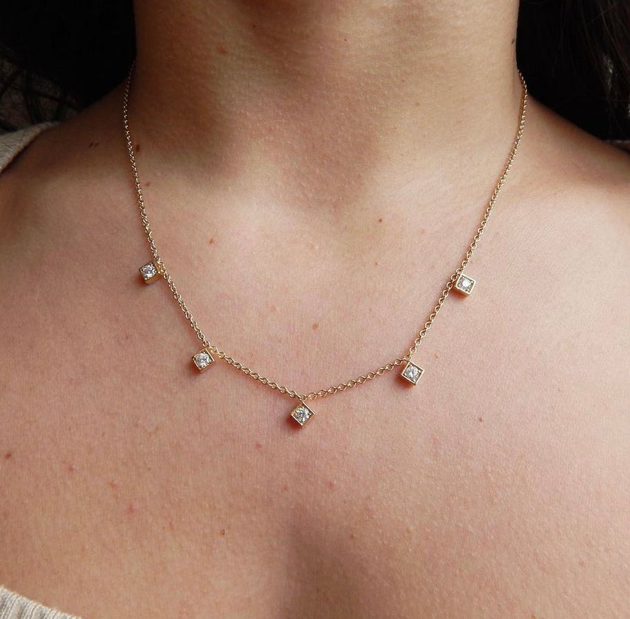 Lex Five Diamond Motif Necklace