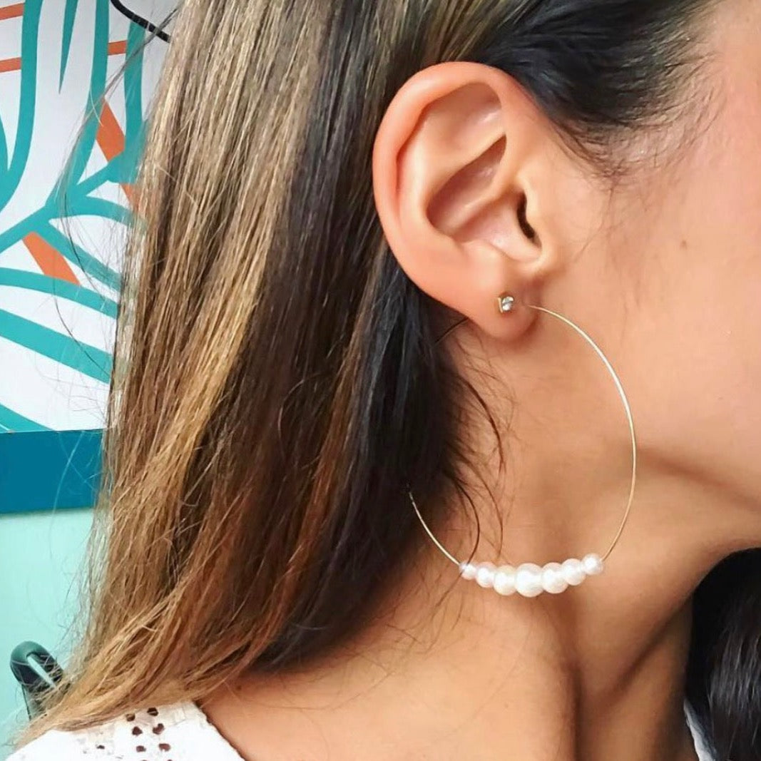 Diana Large Endless Pearl Hoops