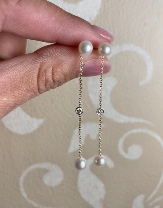 The Stef, Pearl and Diamond Dangle Earrings