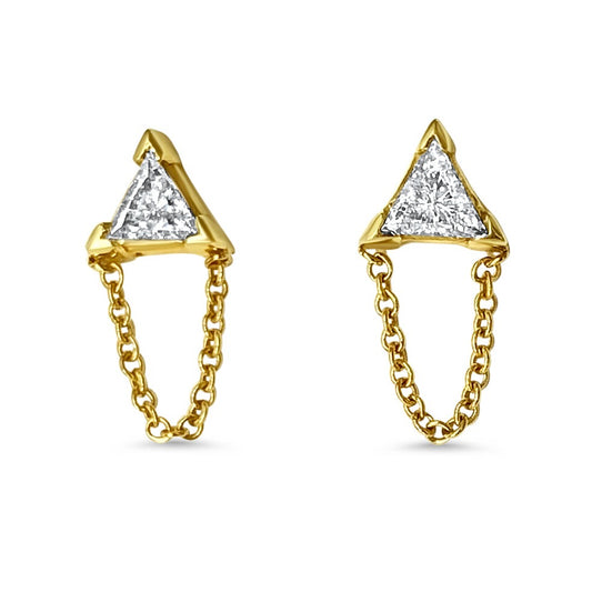 "Tri"angle Diamond Studs with Chain Dangle