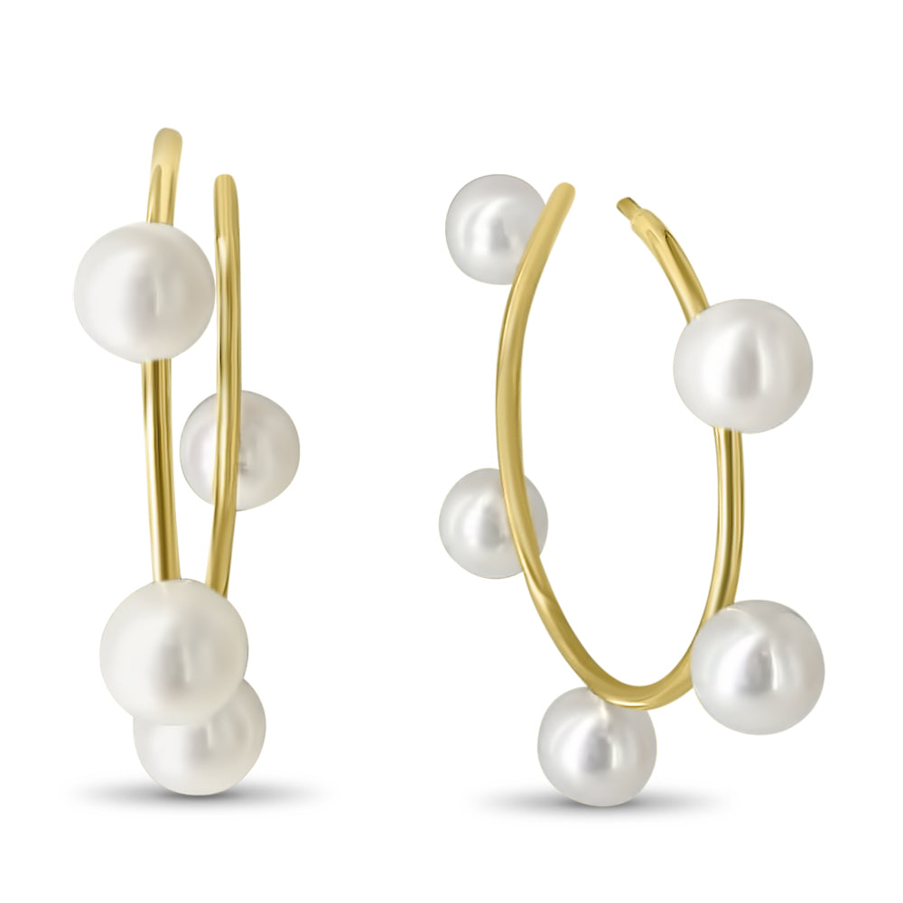 Small Diana Pearl Hoops with Post