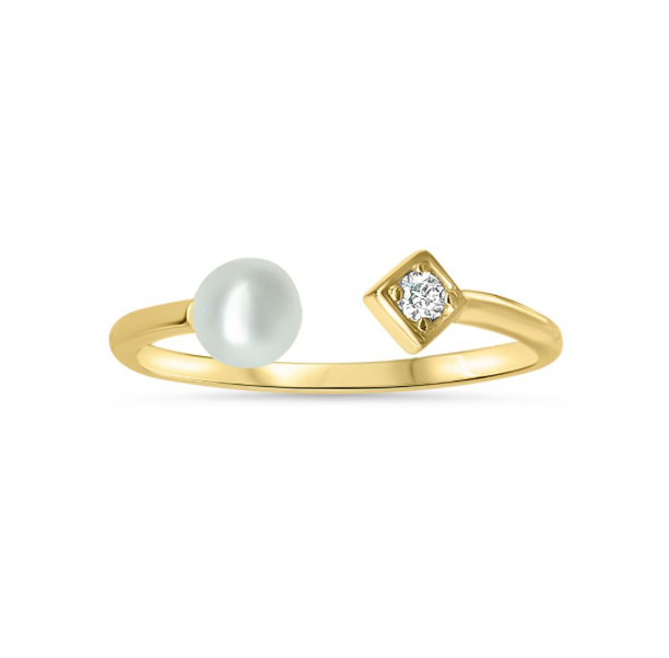 Diana Open Pearl and Diamond Ring